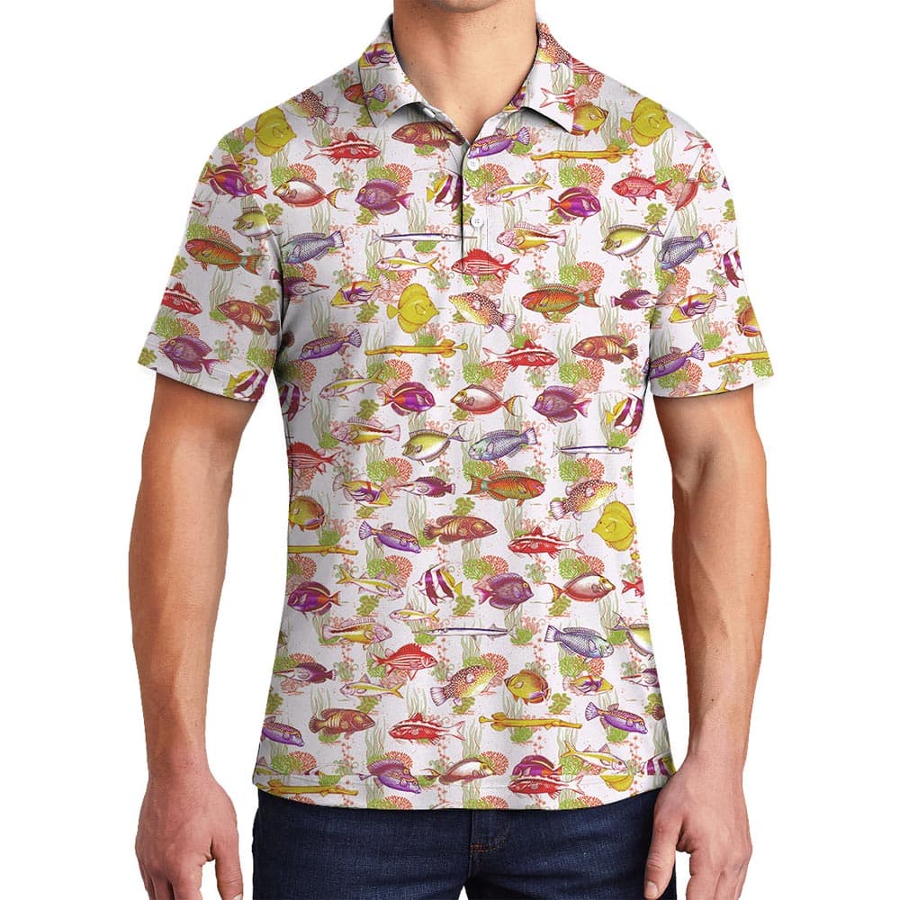 Hawaiian Seashell Print Polo Men