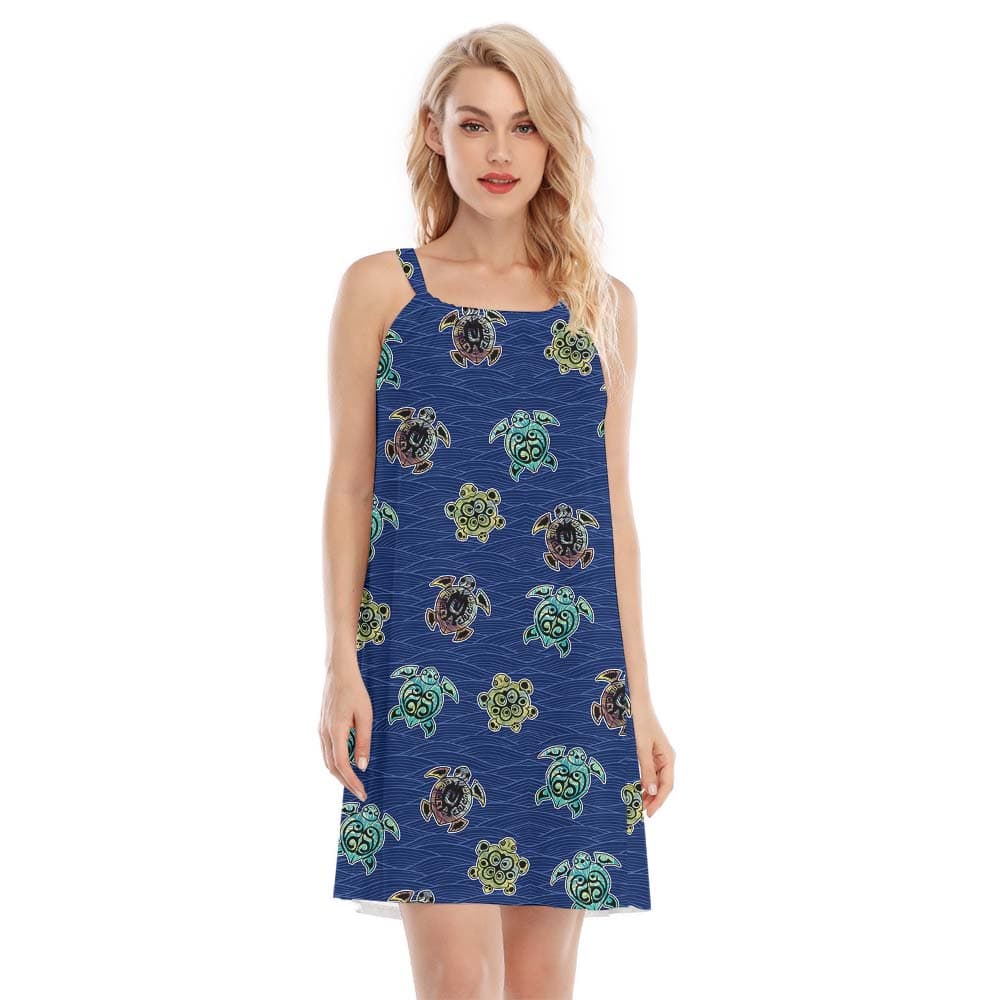 Sea Turtle Navy Women's Cami Dress3