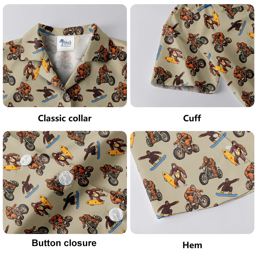 Sporty Bigfoot Motorcycle Hawaiian Shirt