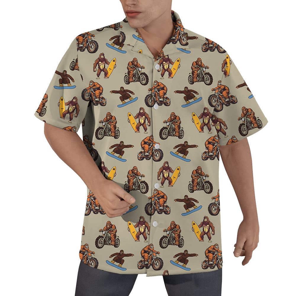Sporty Bigfoot Motorcycle Hawaiian Shirt (3)