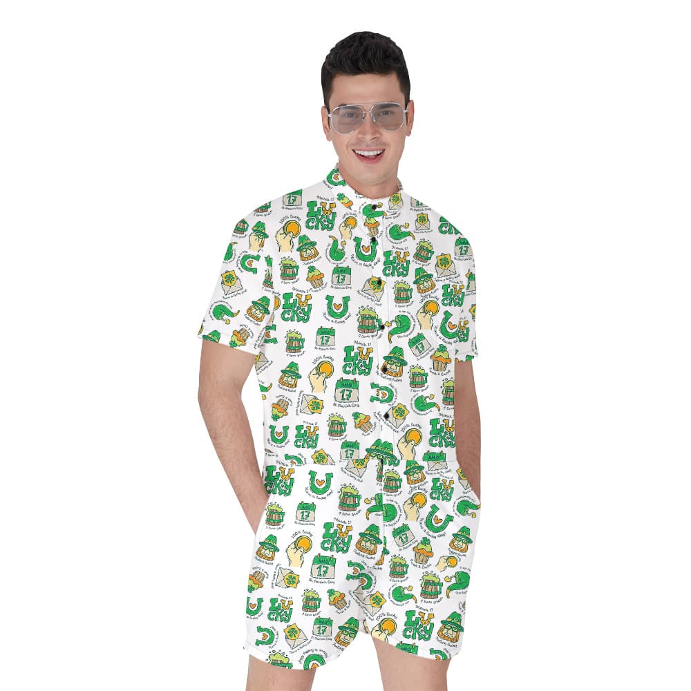 St Paddy in Paradise Hawaiian Romper for Men1