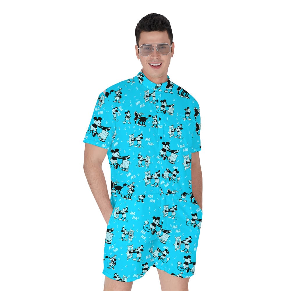 Steamboat Willie Mickey Classic Men's Hawaiian Romper