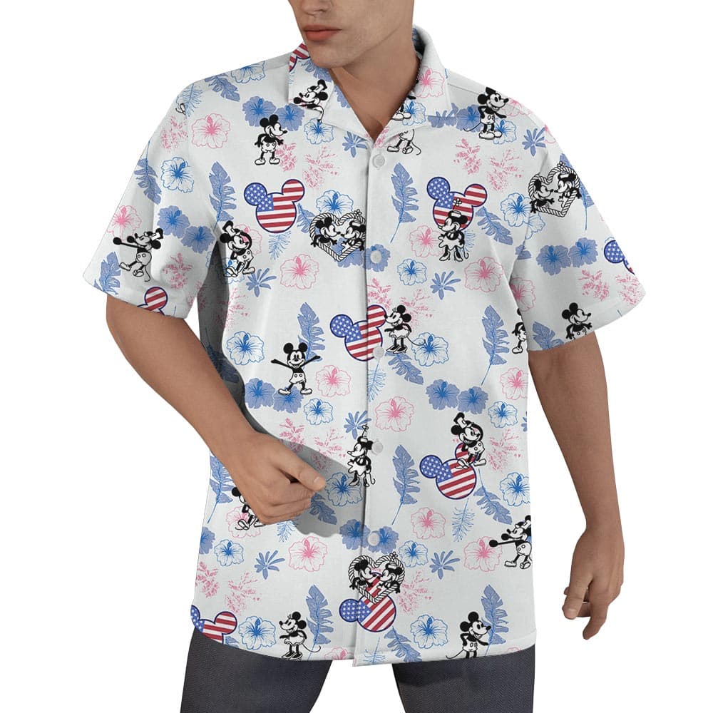 Steamboat Willie Mickey Minnie 4th Of July Hawaiian Shirt