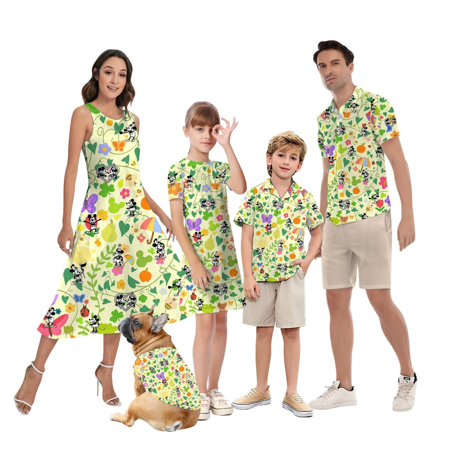 Steamboat Willie Mickey Mouse Matching Hawaiian Outfits For Couples And Kids