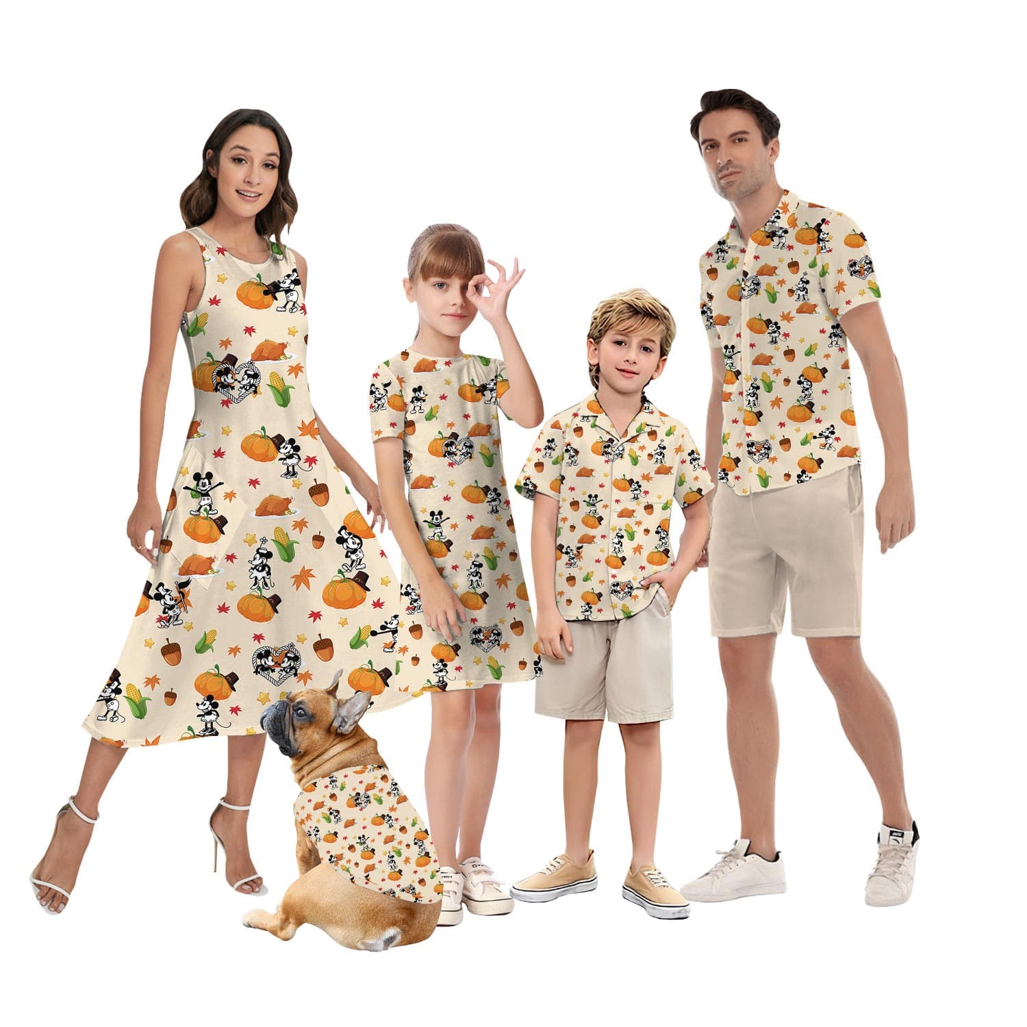 Steamboat Willie Mickey Mouse Thanksgiving Matching Hawaiian Outfits Family