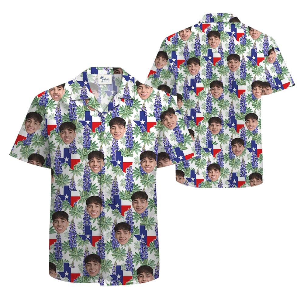Texas Bluebonnet Custom Face Hawaiian Shirt For Men1