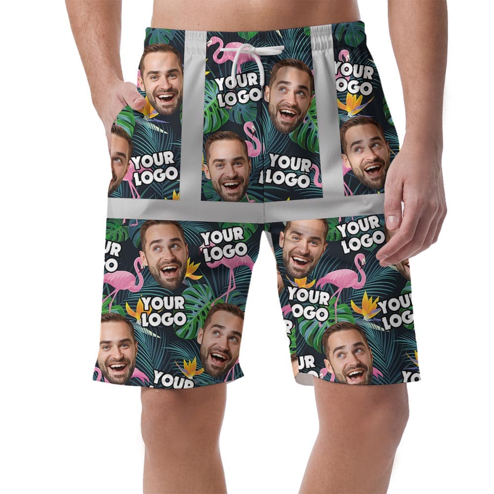 Tropical Custom Face And Logo Hawaiian Shorts Men
