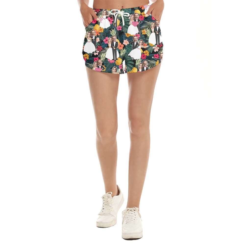 Tropical Couple's Face Hawaiian Wedding Shorts1
