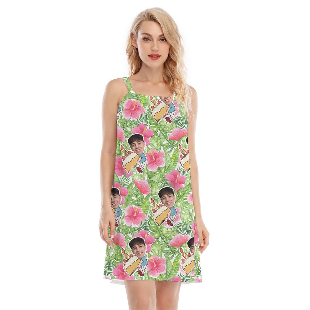 Tropical Green Birthday Aloha Cami Dress1