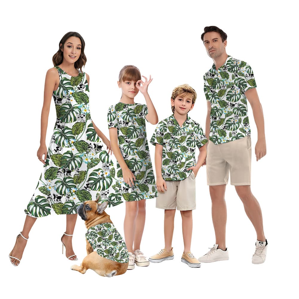 Tropical Leave Floral Mickey Steamboat Willie Matching Family Hawaiian Outfits