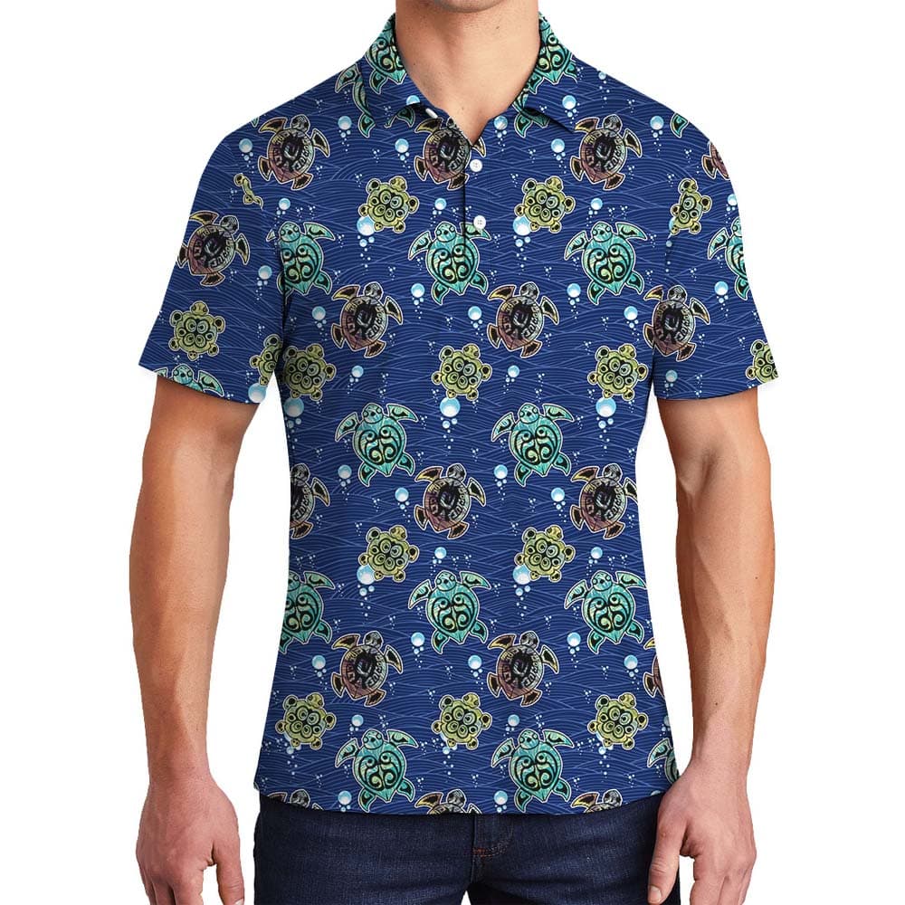 Turtle Navy Men's Polo Collared Shirt1