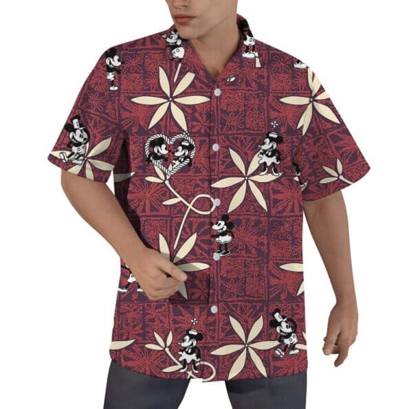 Vintage Red Mickey Men's Hawaiian Shirt From Steamboat Willie