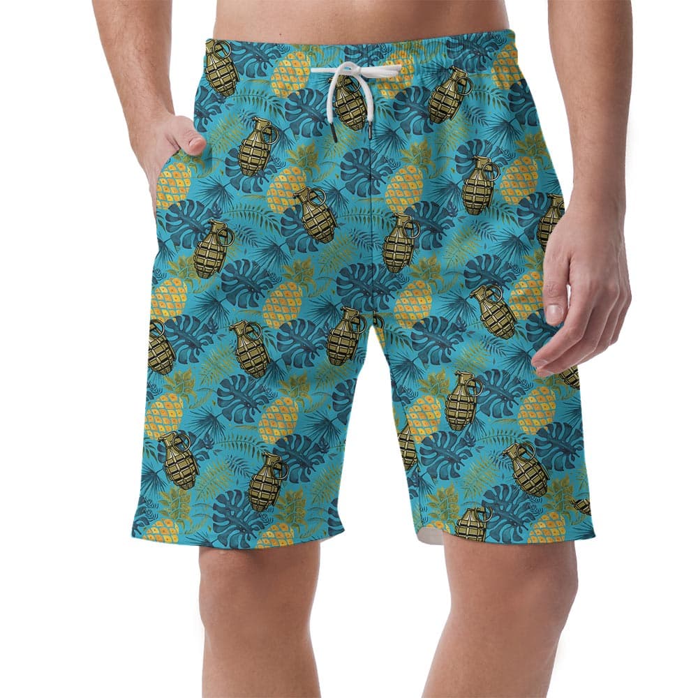 Tropical Hawaiian Shorts Men With Bomb Pattern