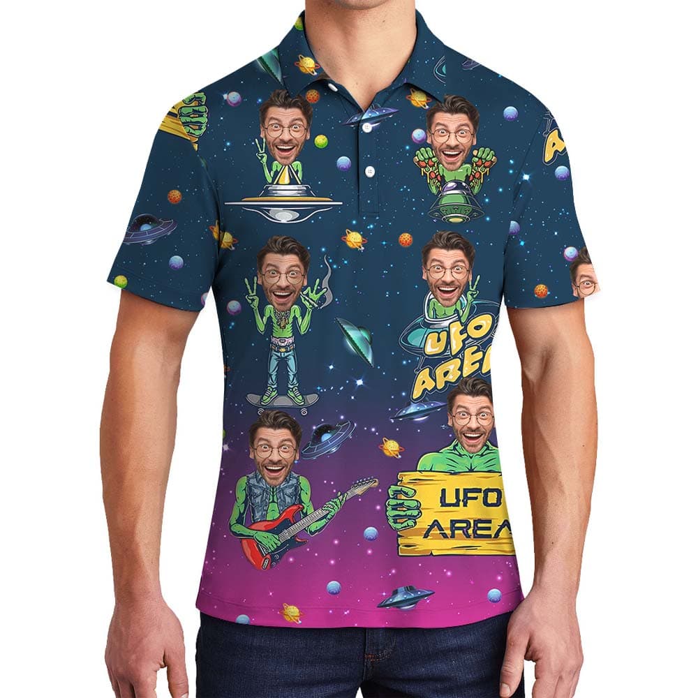Alien Men's Polo Shirt With Faces4