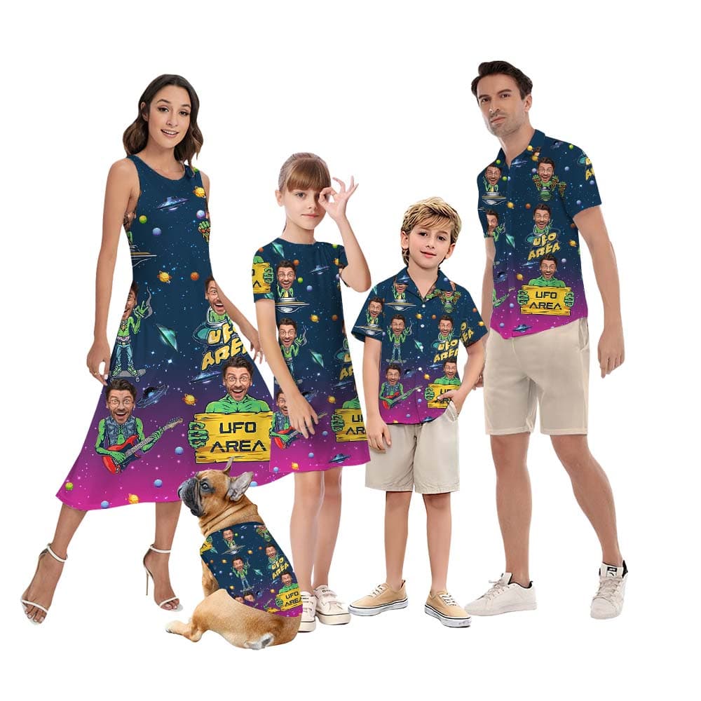 Alien UFO Matching Family Outfits With Face1