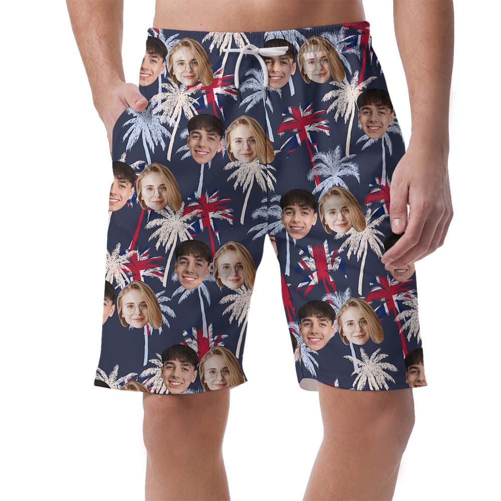 American Pride Men's Hawaiian Shorts With Faces1