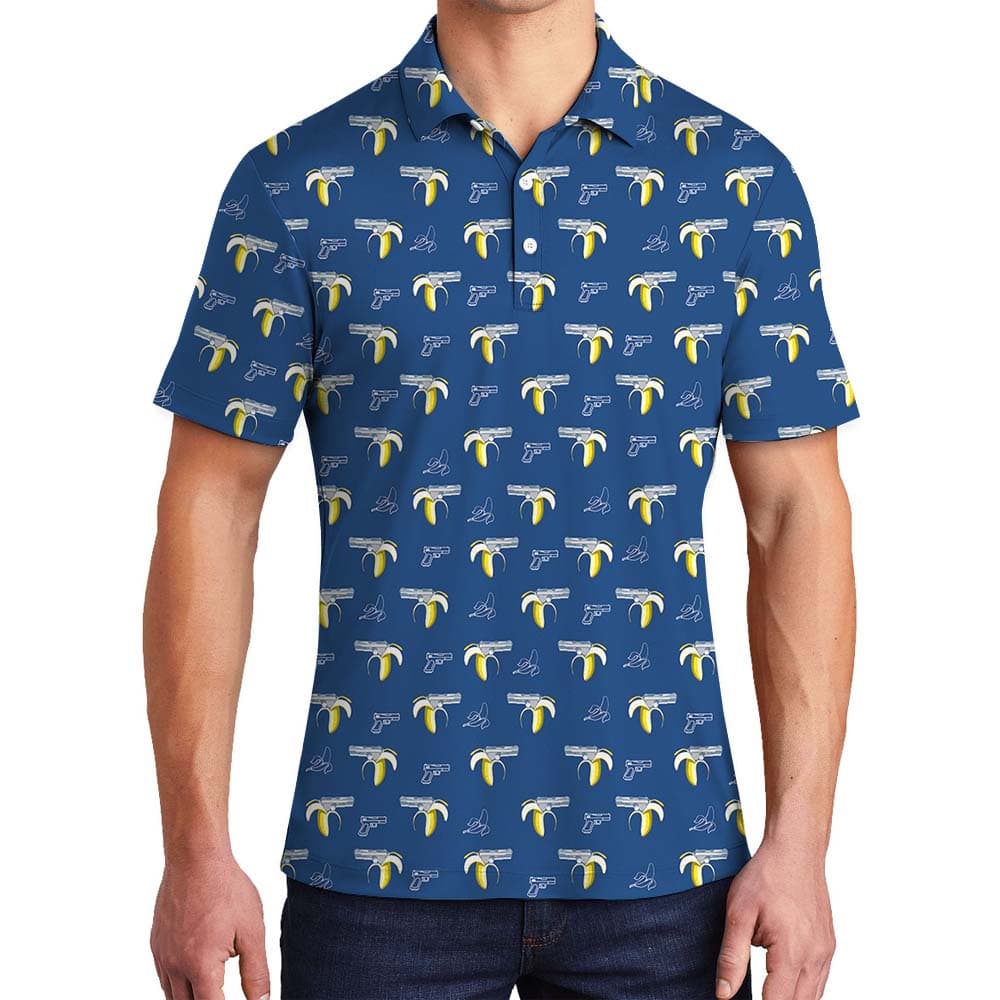 Banana Gun Blue Polo Shirt For Men1