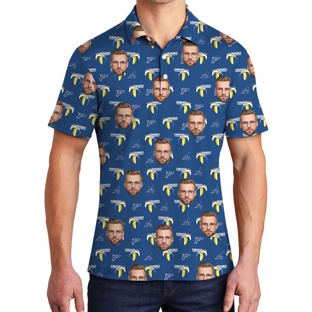 Funny Custom Face Banana Gun Hawaiian Shirt 1