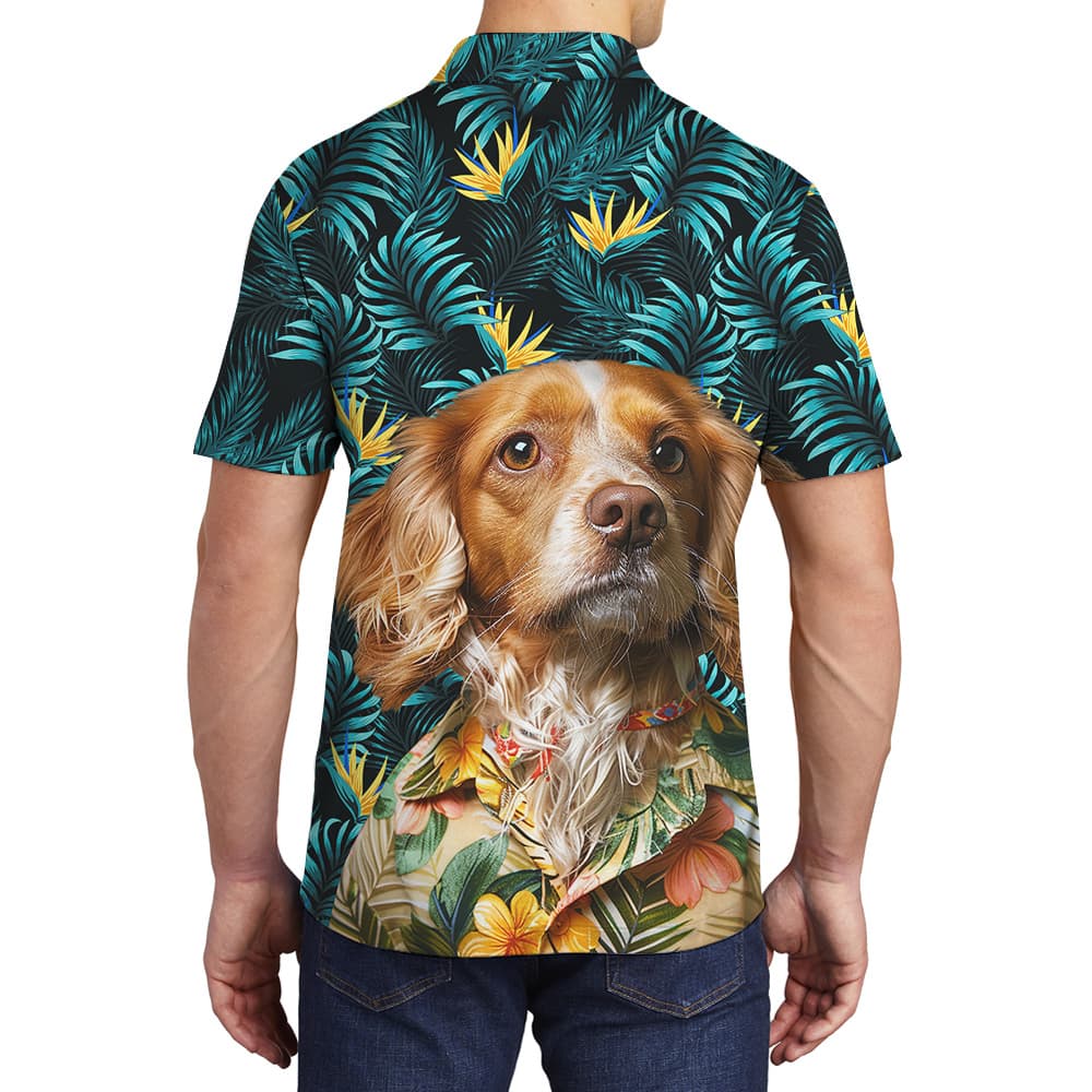 Bark In The Bush Custom Hawaiian Polo Shirt with Dog2
