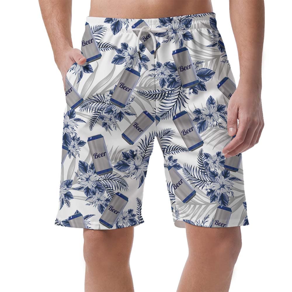 Tropical Beer Flower Hawaiian Shorts Men