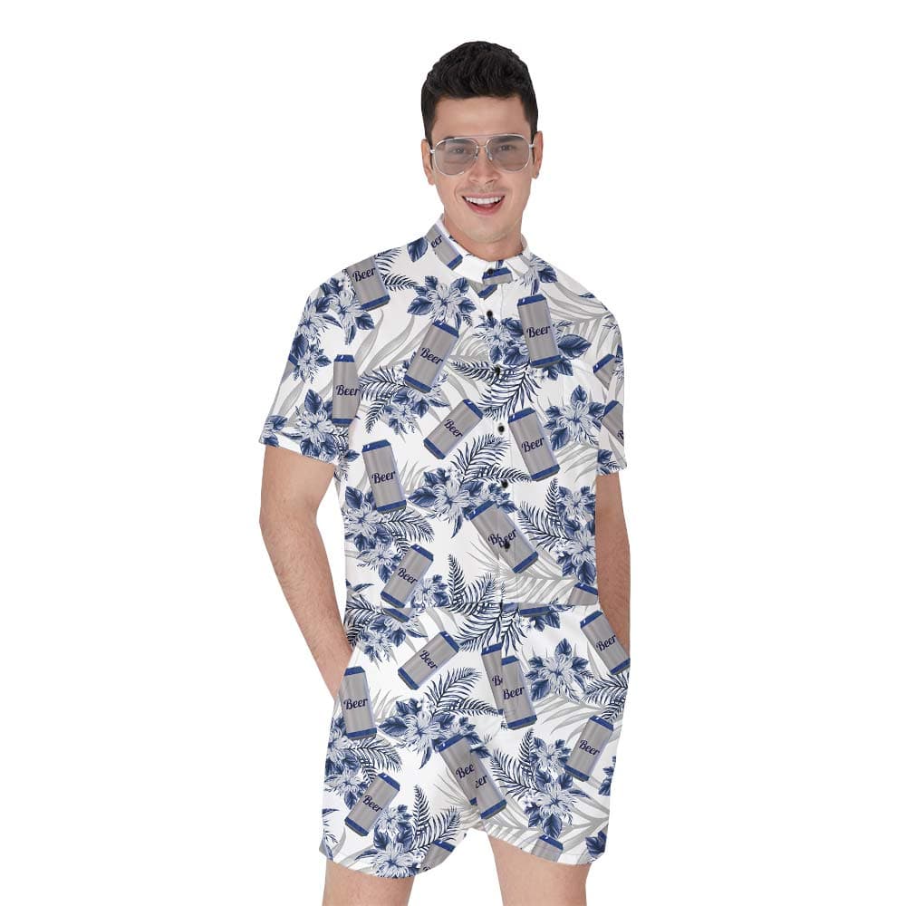 Hawaiian Romper Men Tropical Beer Can