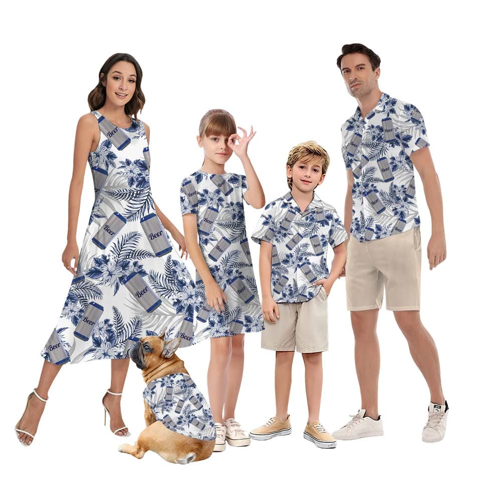 Tropical Hawaiian Flower Family Matching Beer