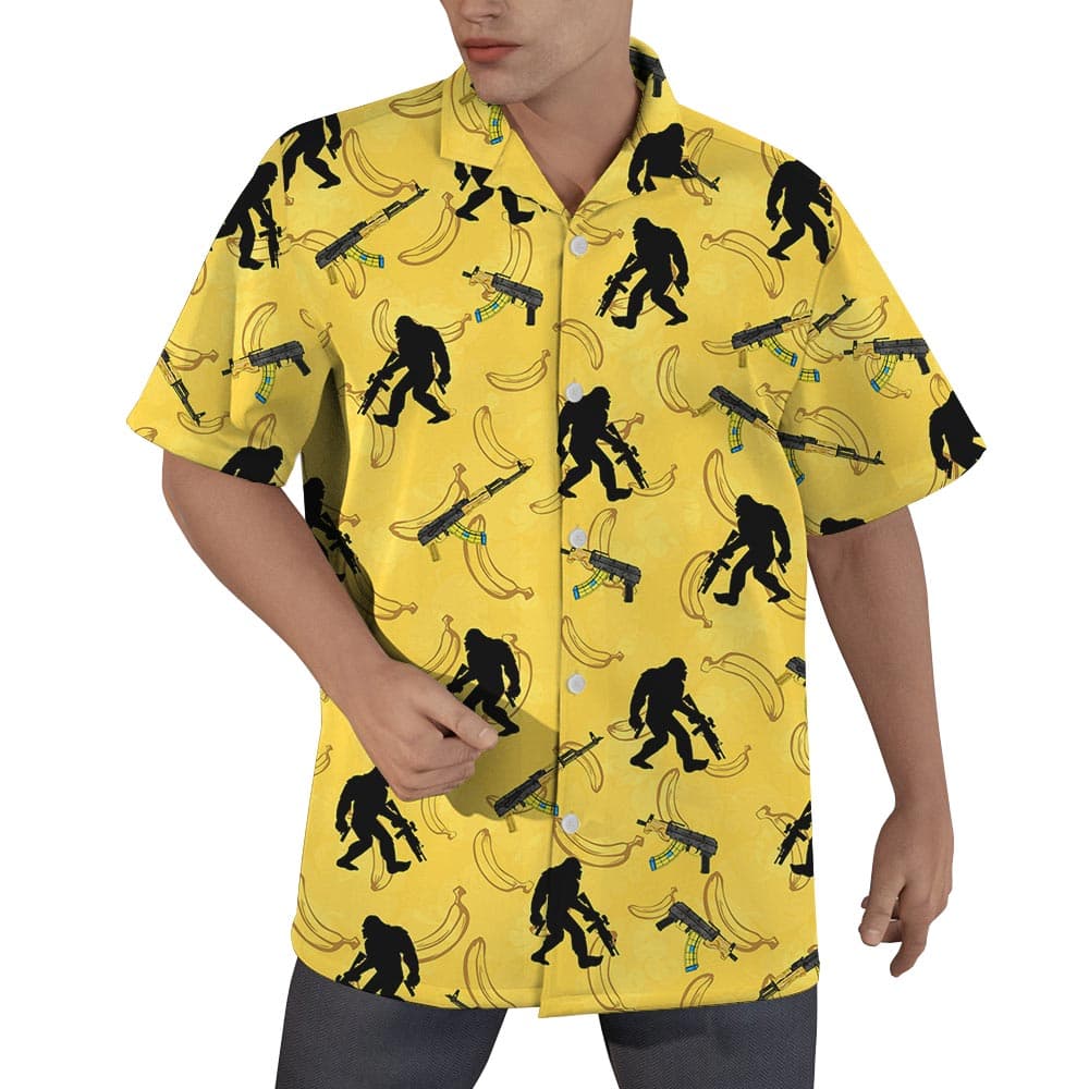 Yellow Banana Bigfoot Hawaiian Shirt Men