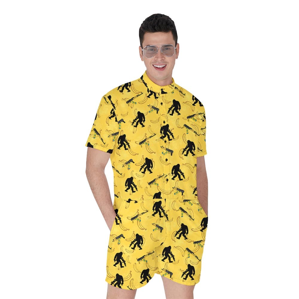Banana Bigfoot Yellow Hawaiian Romper Men