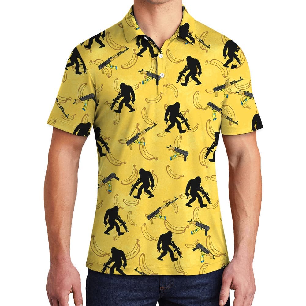 Summer Yellow Bigfoot Hawaiian Polo Men