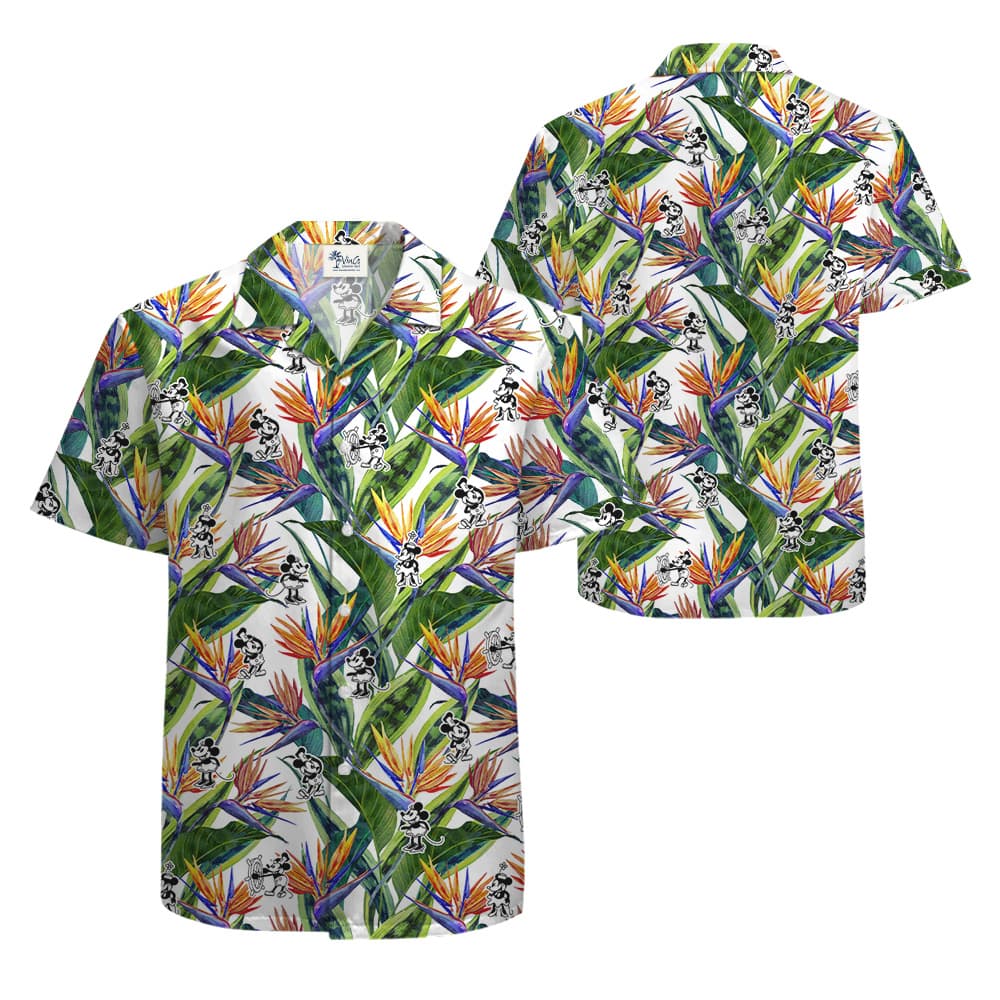 Bird Of Paradise Flowers Steamboat Willie Mickey Hawaiian Shirt
