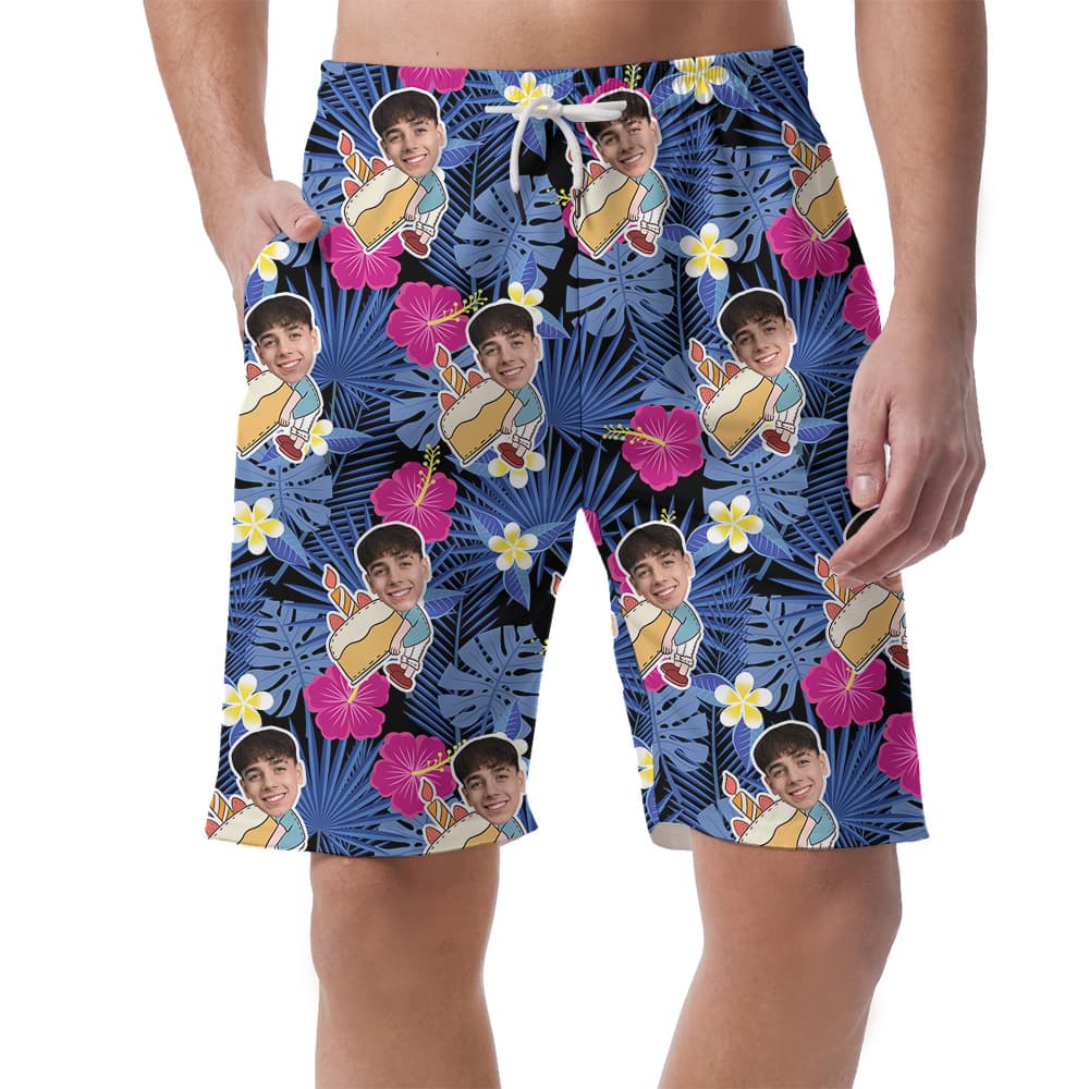 Birthday Vibes Island Custom Hawaiian Short for Men with Faces and Age1