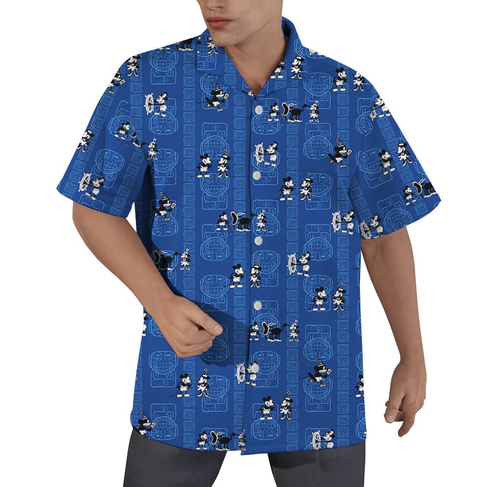 Blue Vintage Mickey Steamboat Willie Hawaiian Shirt (1)