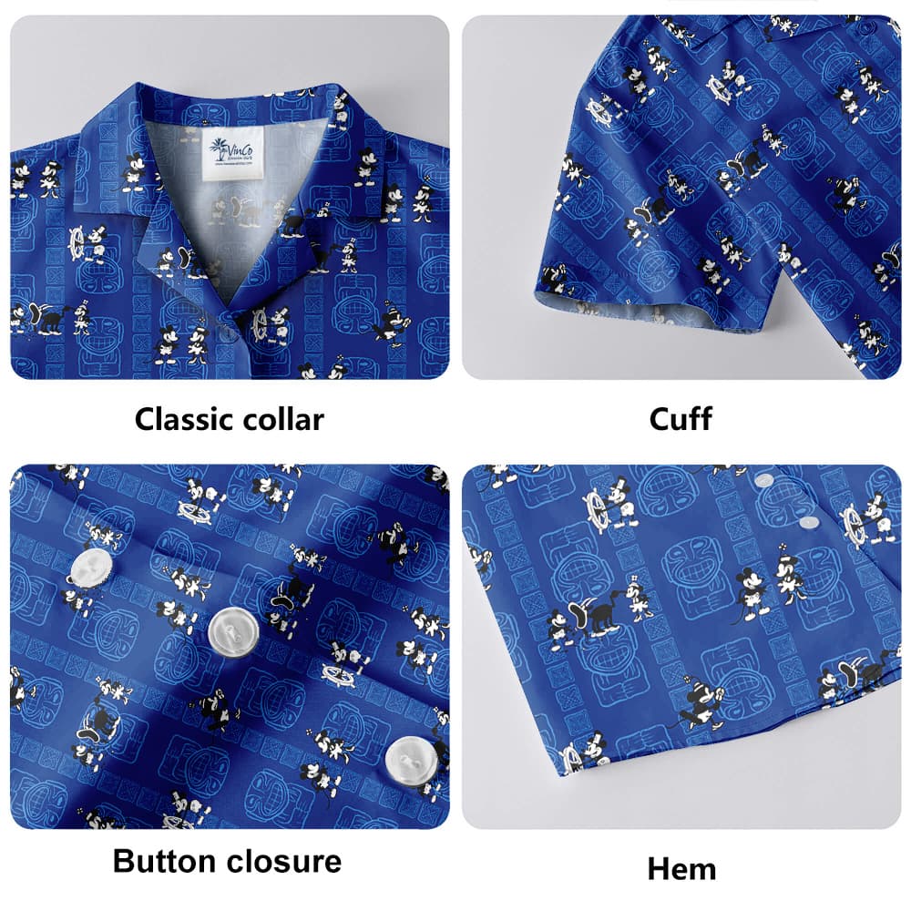Blue Vintage Mickey Steamboat Willie Hawaiian Shirt