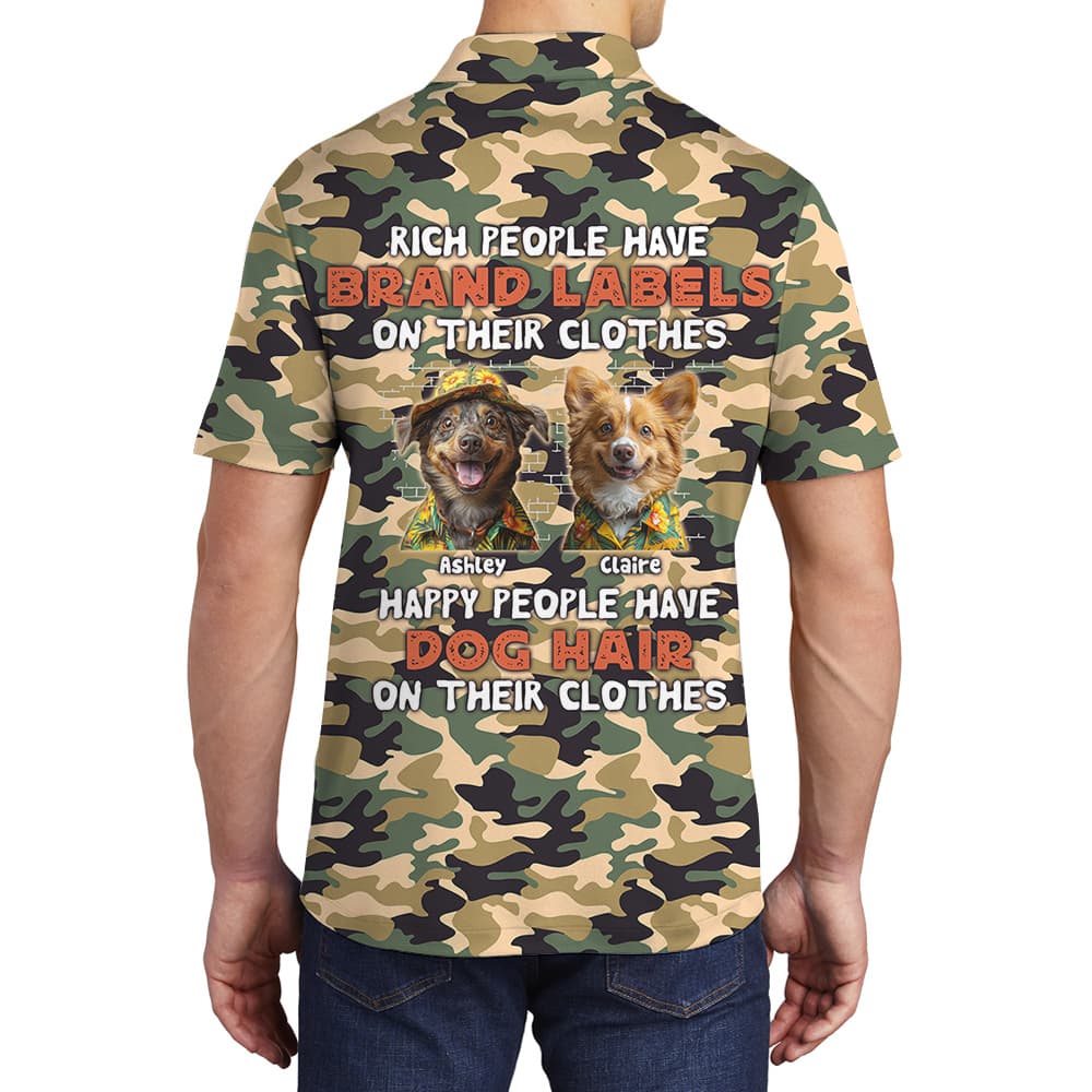Camouflage Custom Multiple Dog Faces Hawaiian Polo Shirt for Men1