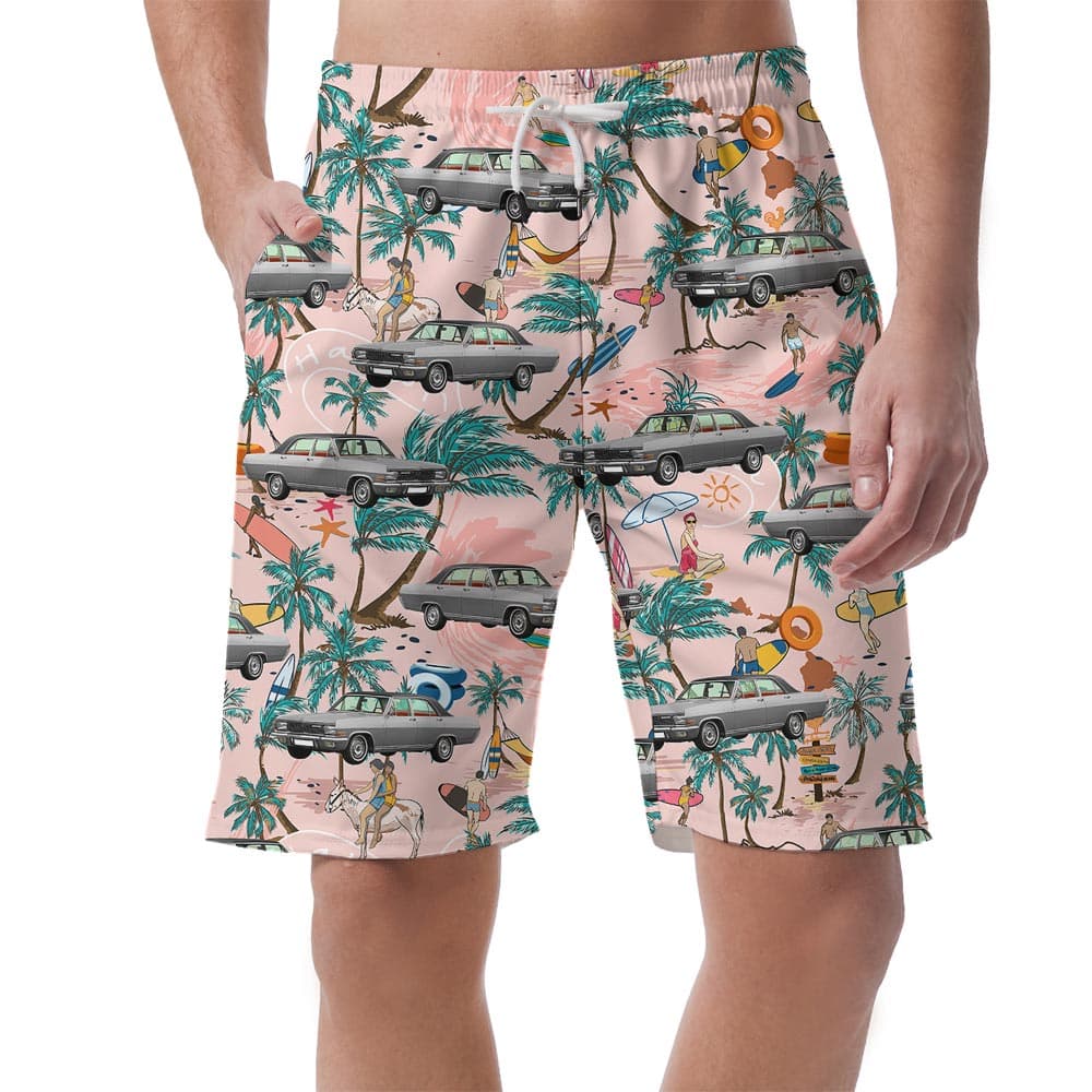 Car Pattern Hawaiian Shorts Men