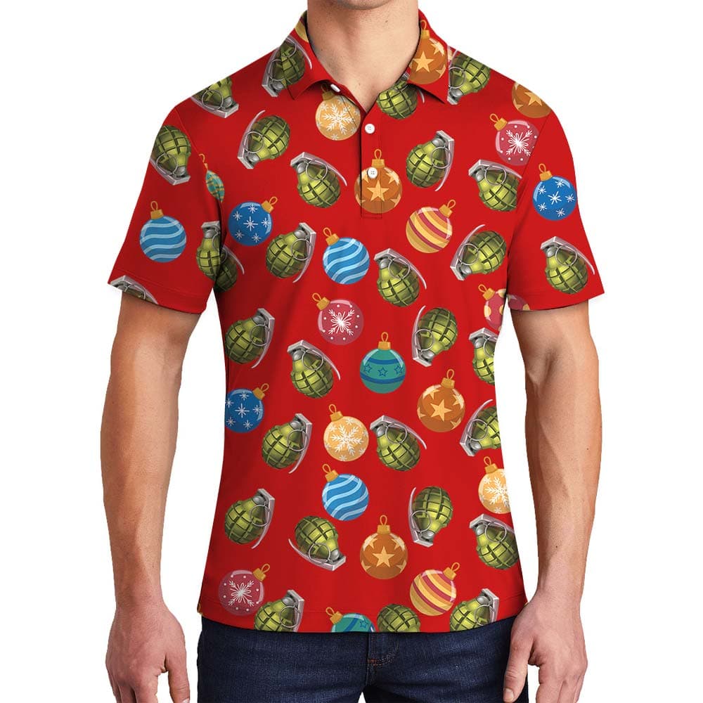 Baubles Christmas Hawaiian Men's Polo