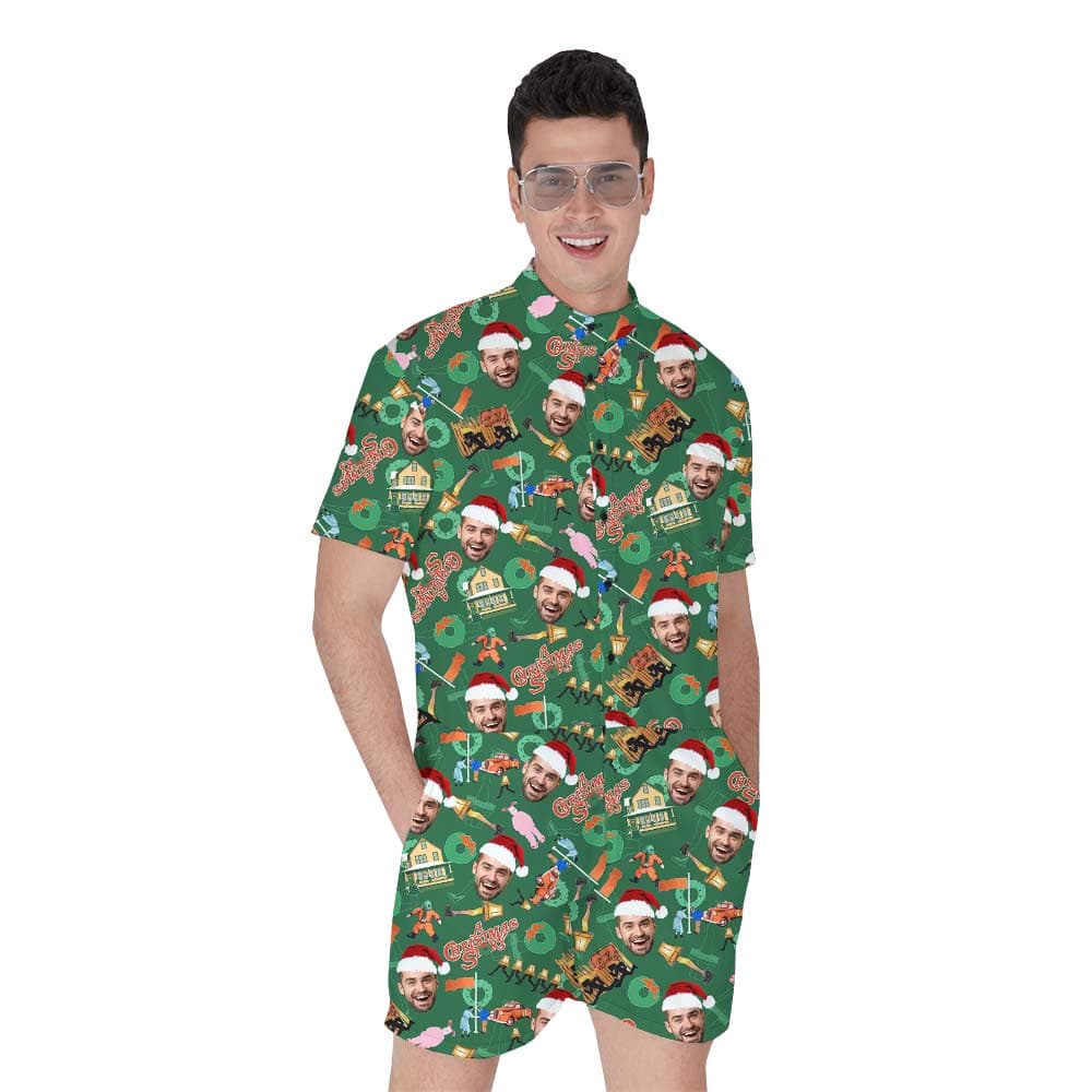 Custom Hawaiian Men's Romper For Christmas Day