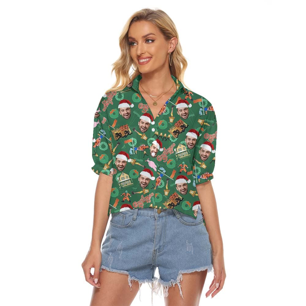 Christmas Aloha Custom Women's Cropped Shirt