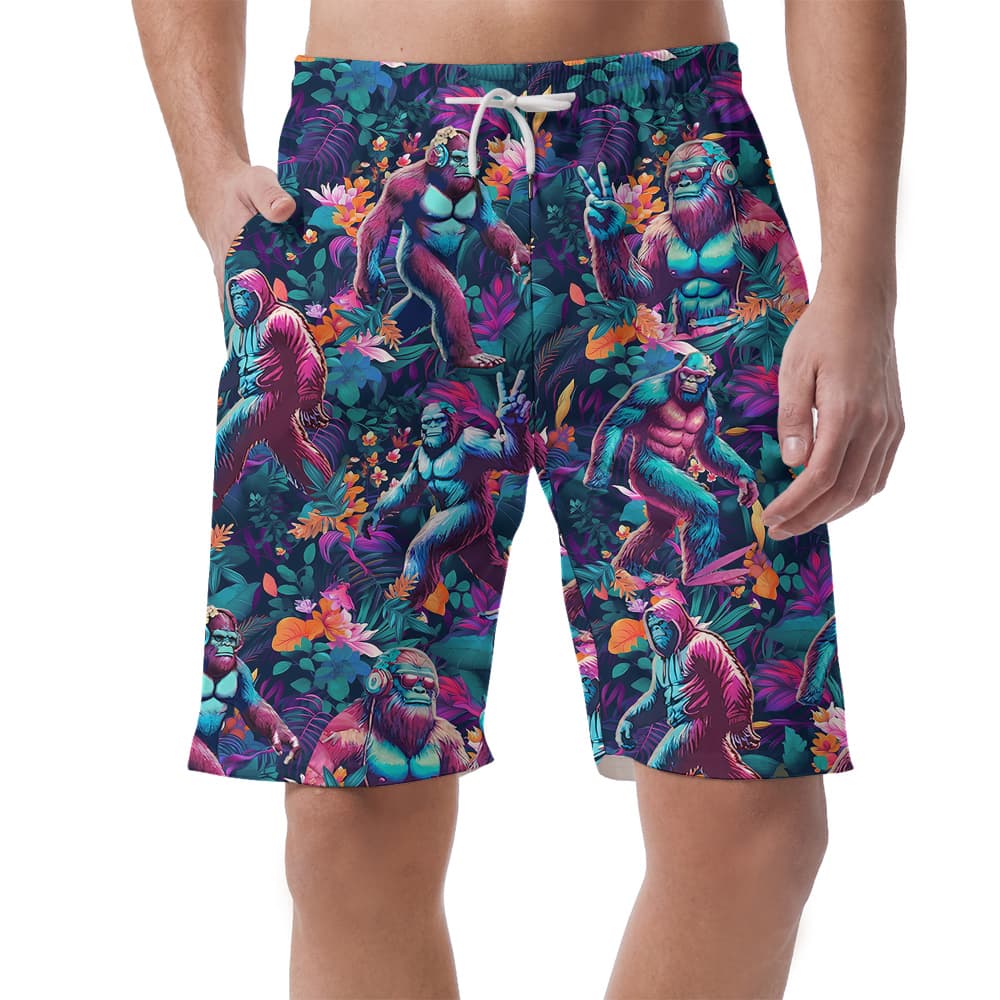 Cool Bigfoot Tropical Aloha Beach Shorts For Men