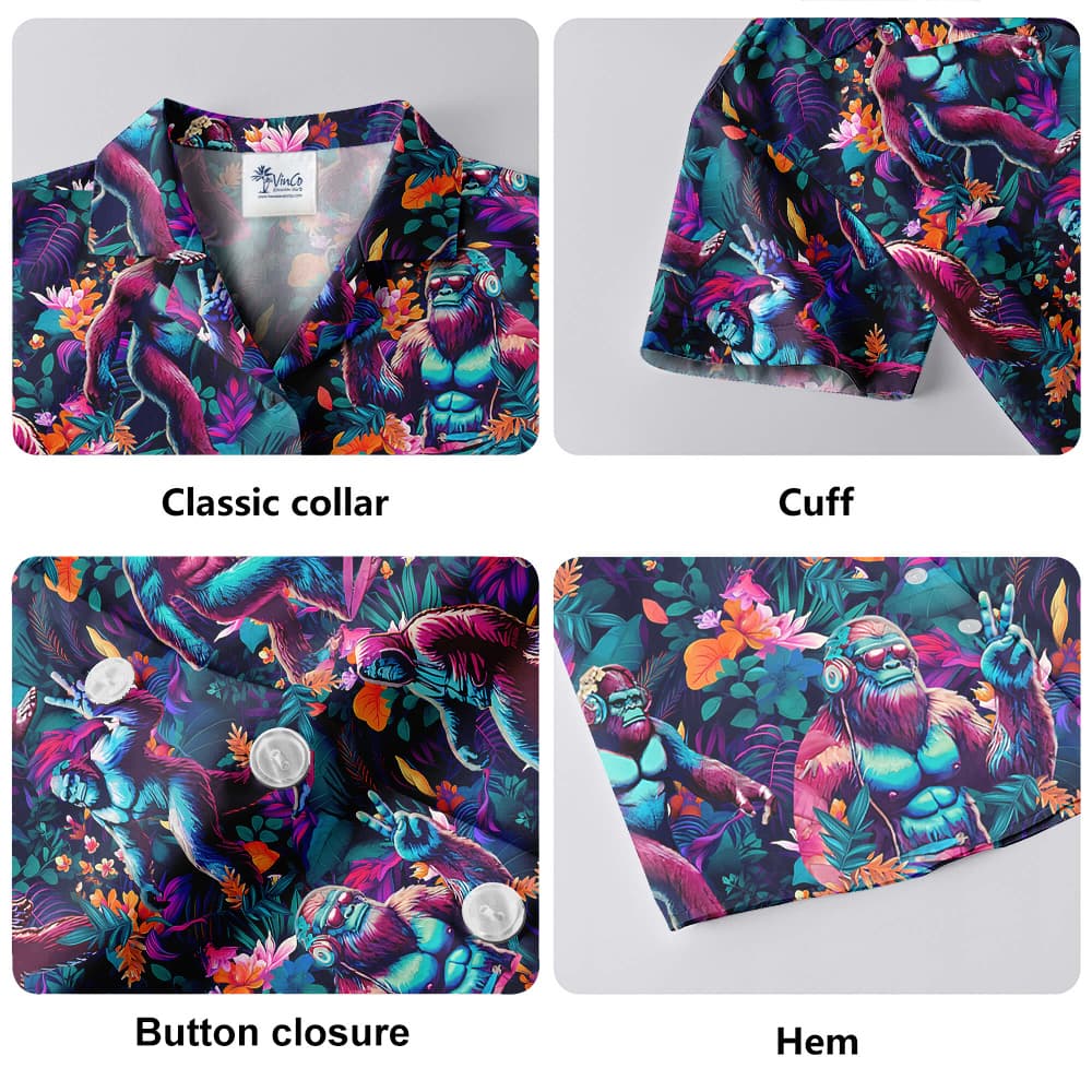 Cool Bigfoot Tropical Purple Hawaiian Shirt