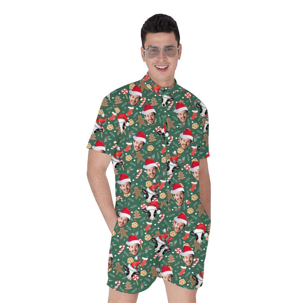 Funny Personalized Xmas Cow Men's Romper