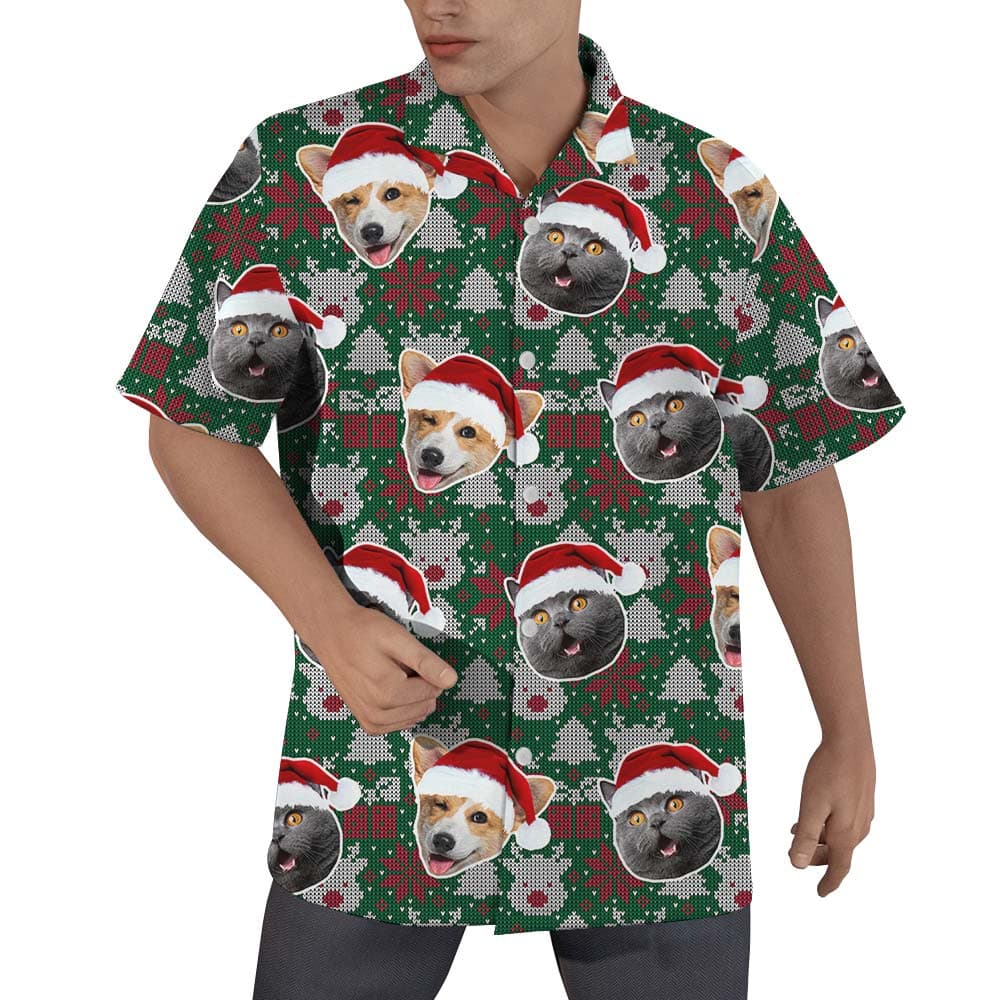 Christmas Custom Men Shirt With Multiple Pet's Faces