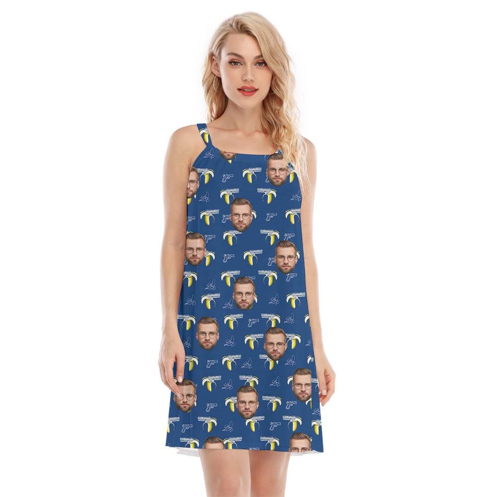 Custom Banana Gun Women's Cami Dress With Face3