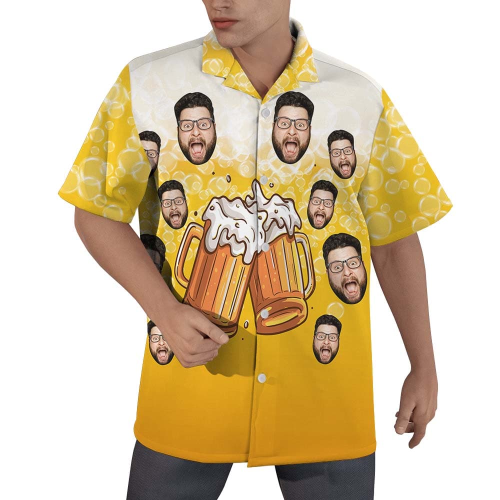 Custom Beer Men's Hawaiian Shirt With Faces1