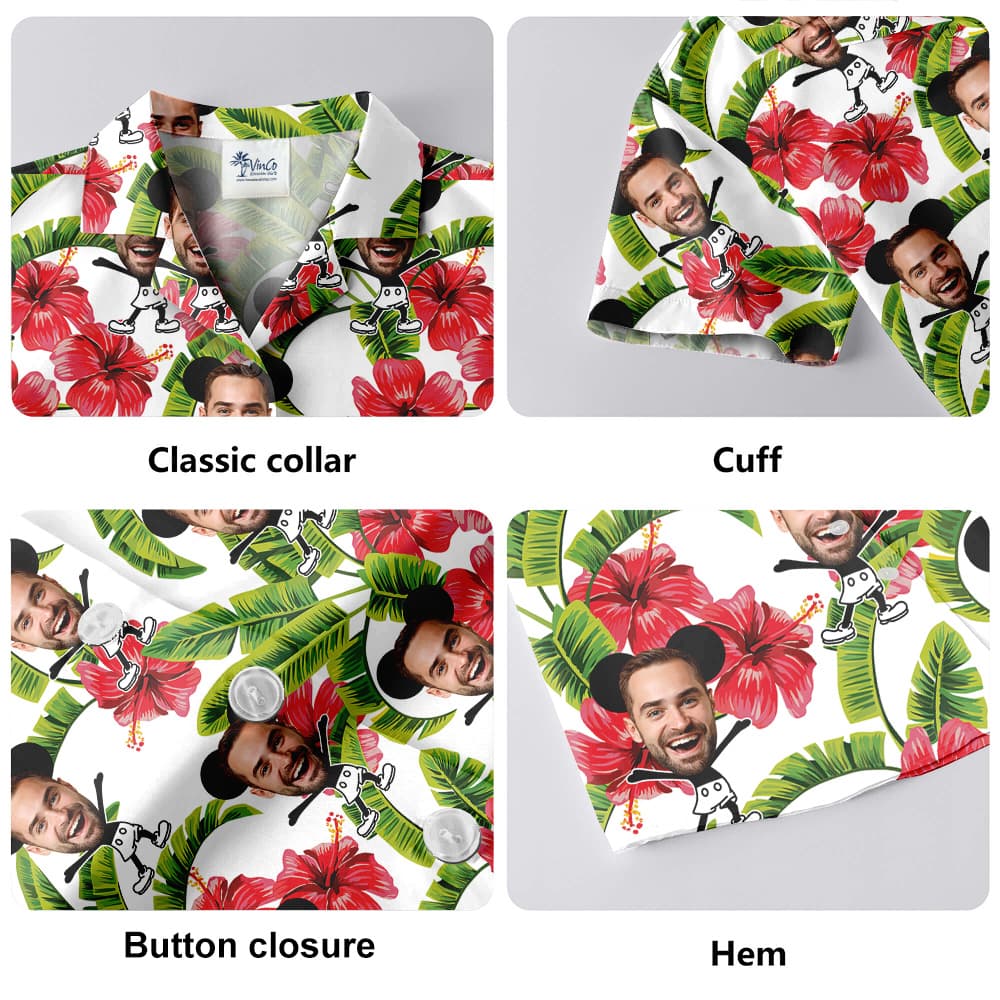 Custom Face Steamboat Willie Mickey Hawaiian Shirt