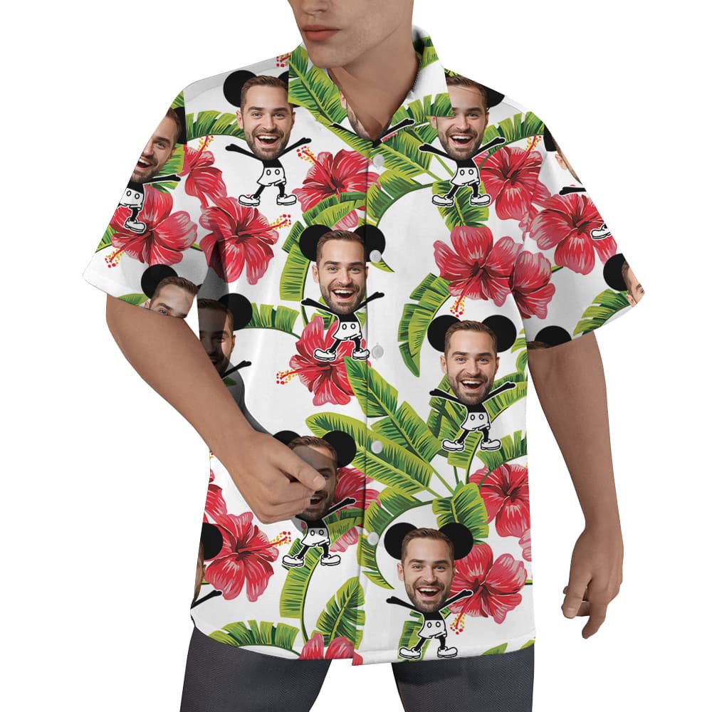 Custom Face Steamboat Willie Mickey Hawaiian Shirt (4)