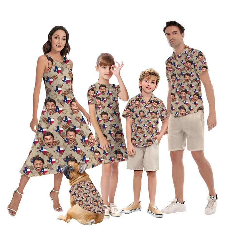 Custom Face Texas Matching Western Family Shirt And Dress1