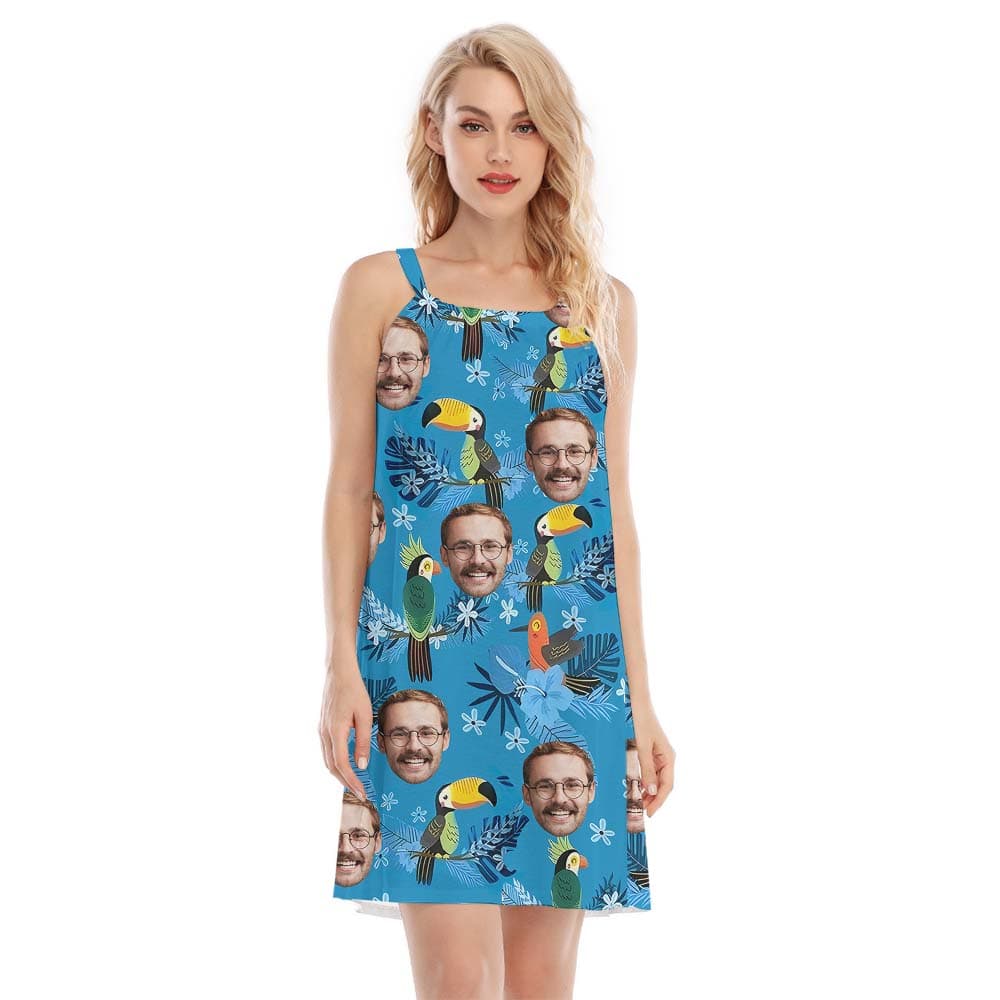 Custom Face Tropical Toucan Women’s Cami Dress1