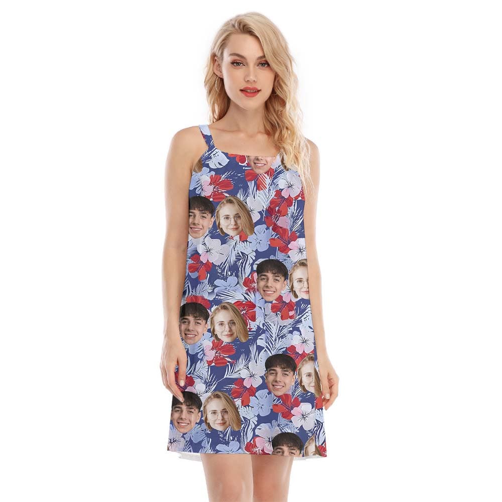 Custom Face Women's Cami Dress With Floral Print1