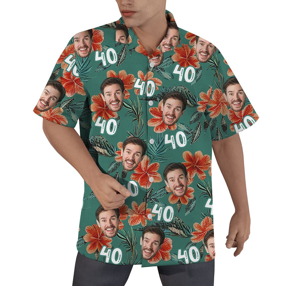 Custom Face and Age Birthday Hawaiian Men’s Shirt1